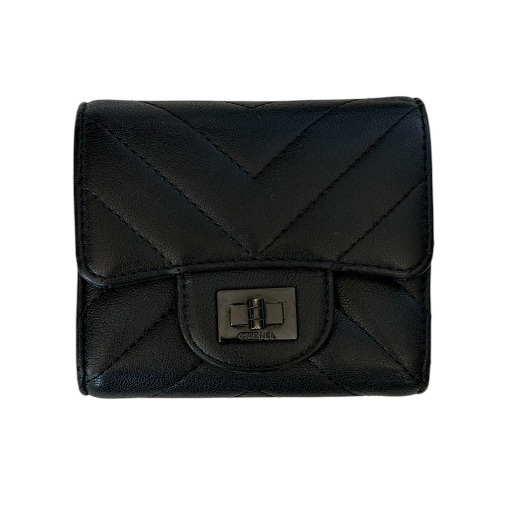 Chanel Chevron Quilted Lambskin Compact Wallet