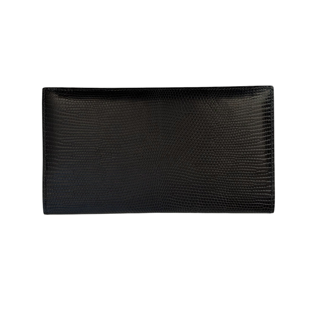 Hermès Béarn Long Wallet - Black Lizard Leather