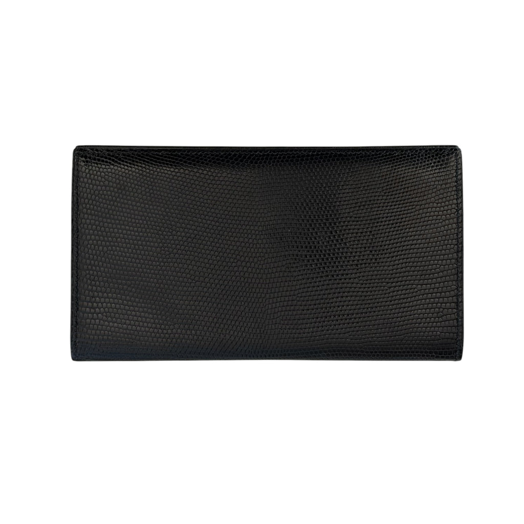 Hermès Béarn Long Wallet - Black Lizard Leather