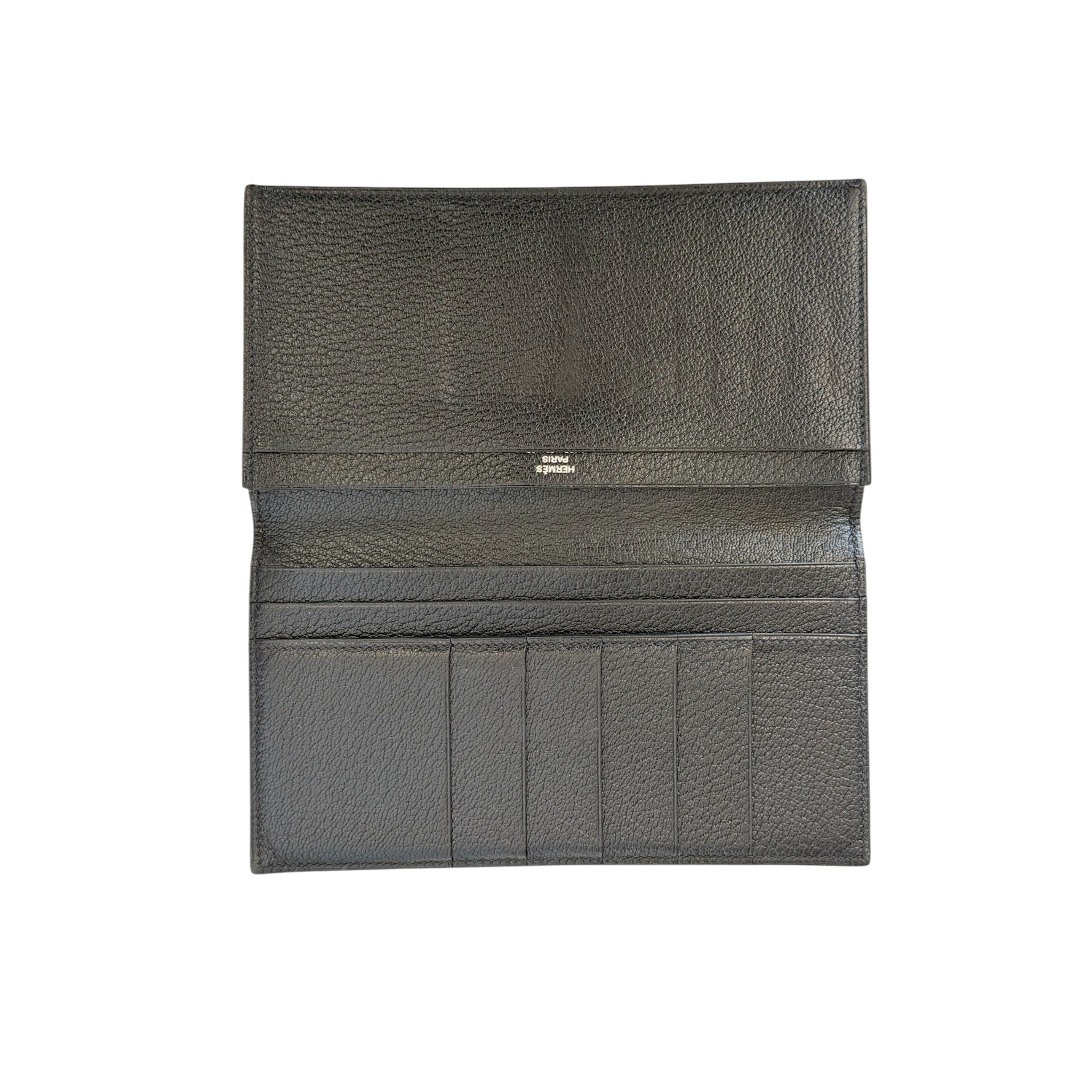 Hermès Béarn Long Wallet - Black Lizard Leather