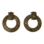 Vintage Chanel 24K Gold Plated Door Knocker Clip-On Earrings