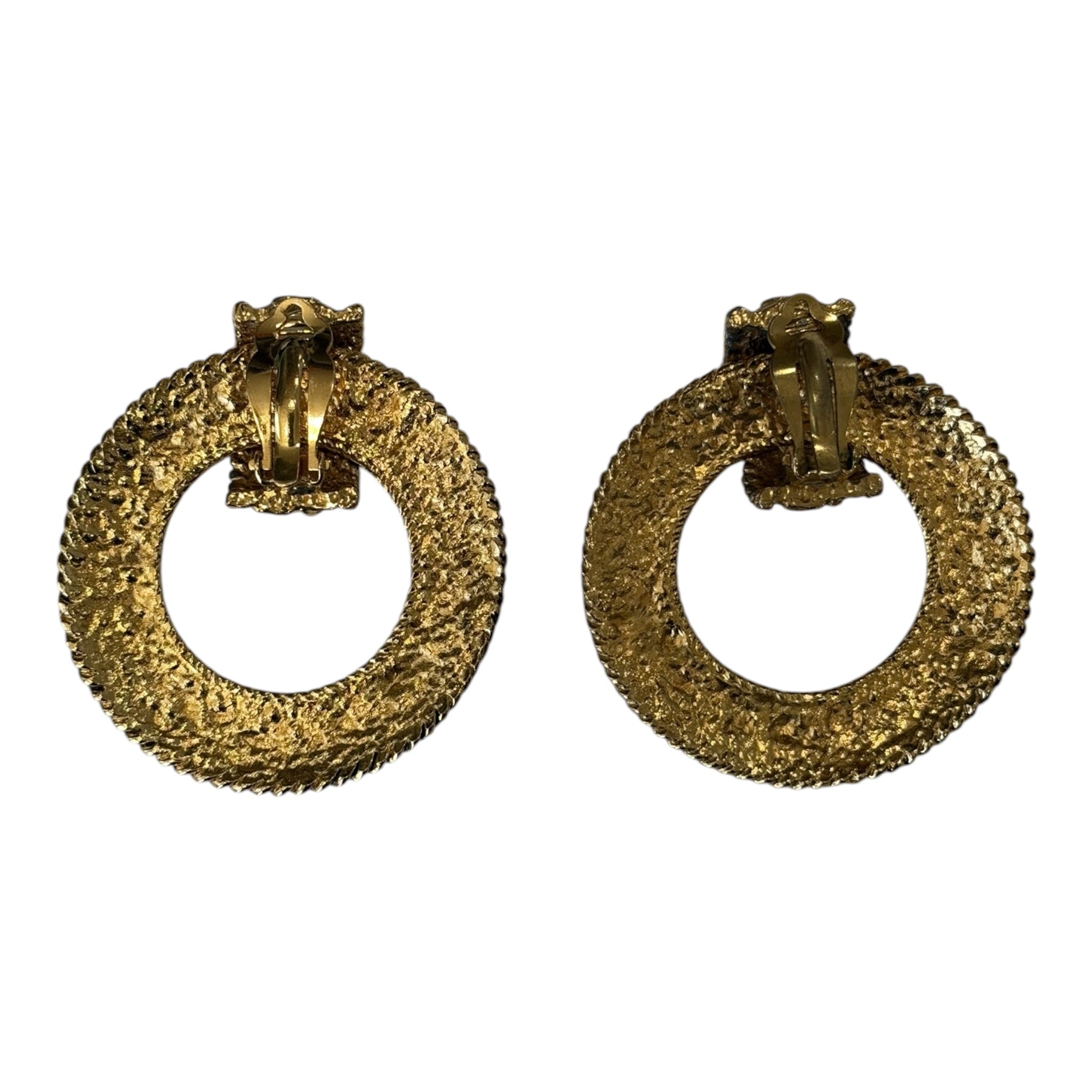 Vintage Chanel 24K Gold Plated Door Knocker Clip-On Earrings