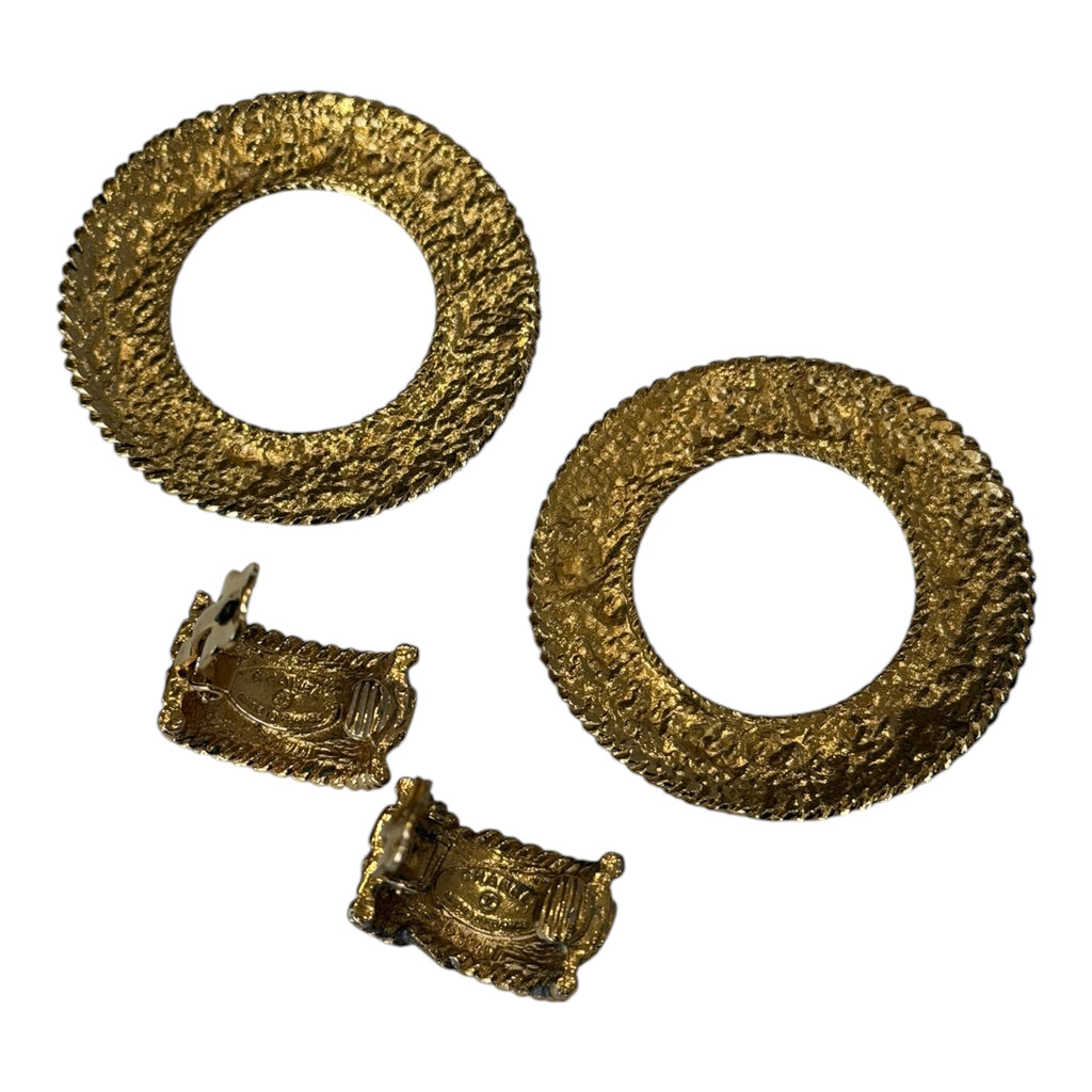 Vintage Chanel 24K Gold Plated Door Knocker Clip-On Earrings