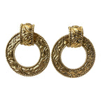 Vintage Chanel 24K Gold Plated Door Knocker Clip-On Earrings