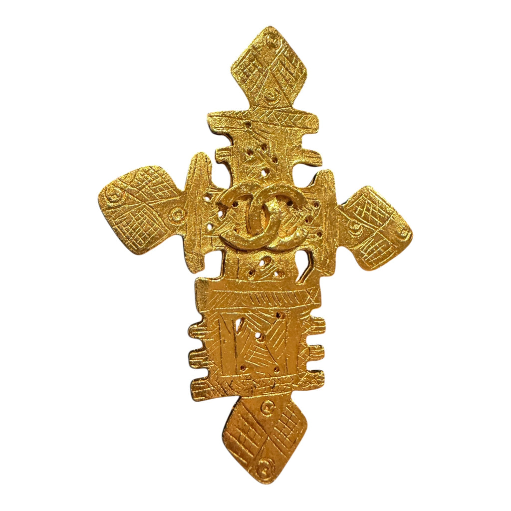 Chanel Vintage Oversized Abstract Cross Totem Brooch