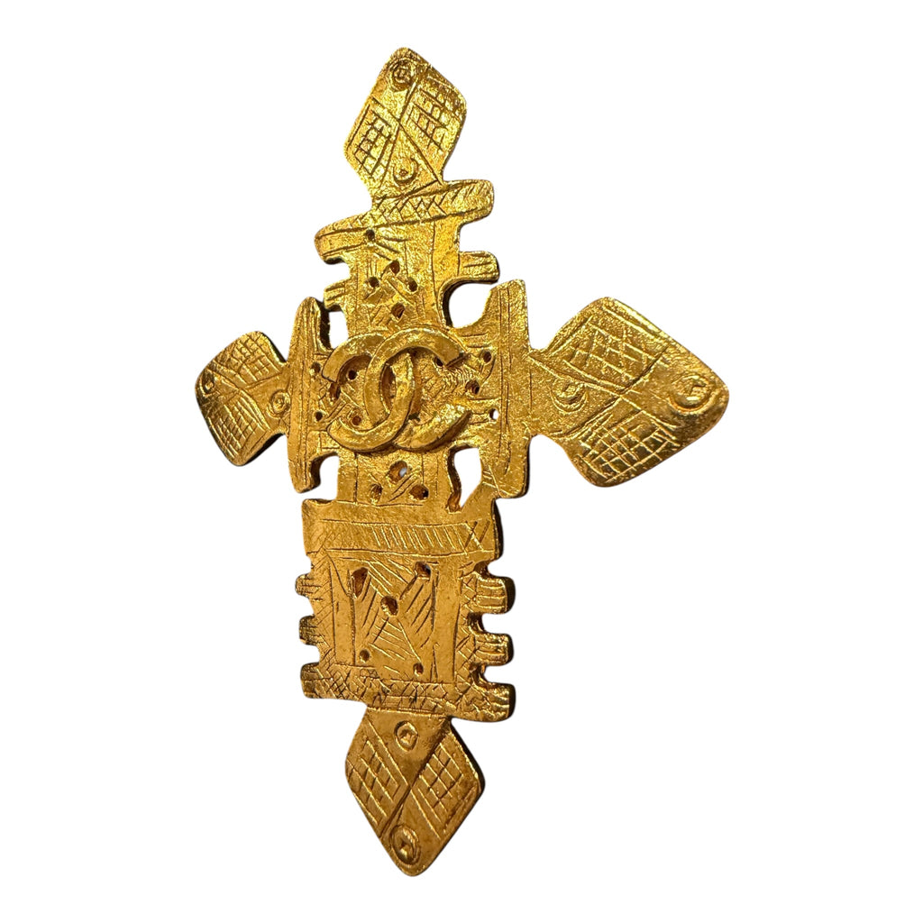 Chanel Vintage Oversized Abstract Cross Totem Brooch