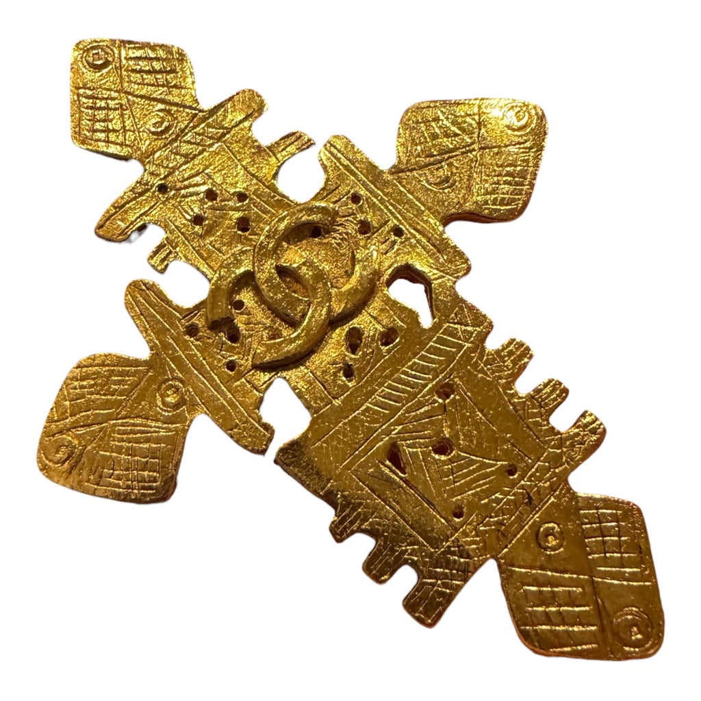 Chanel Vintage Oversized Abstract Cross Totem Brooch