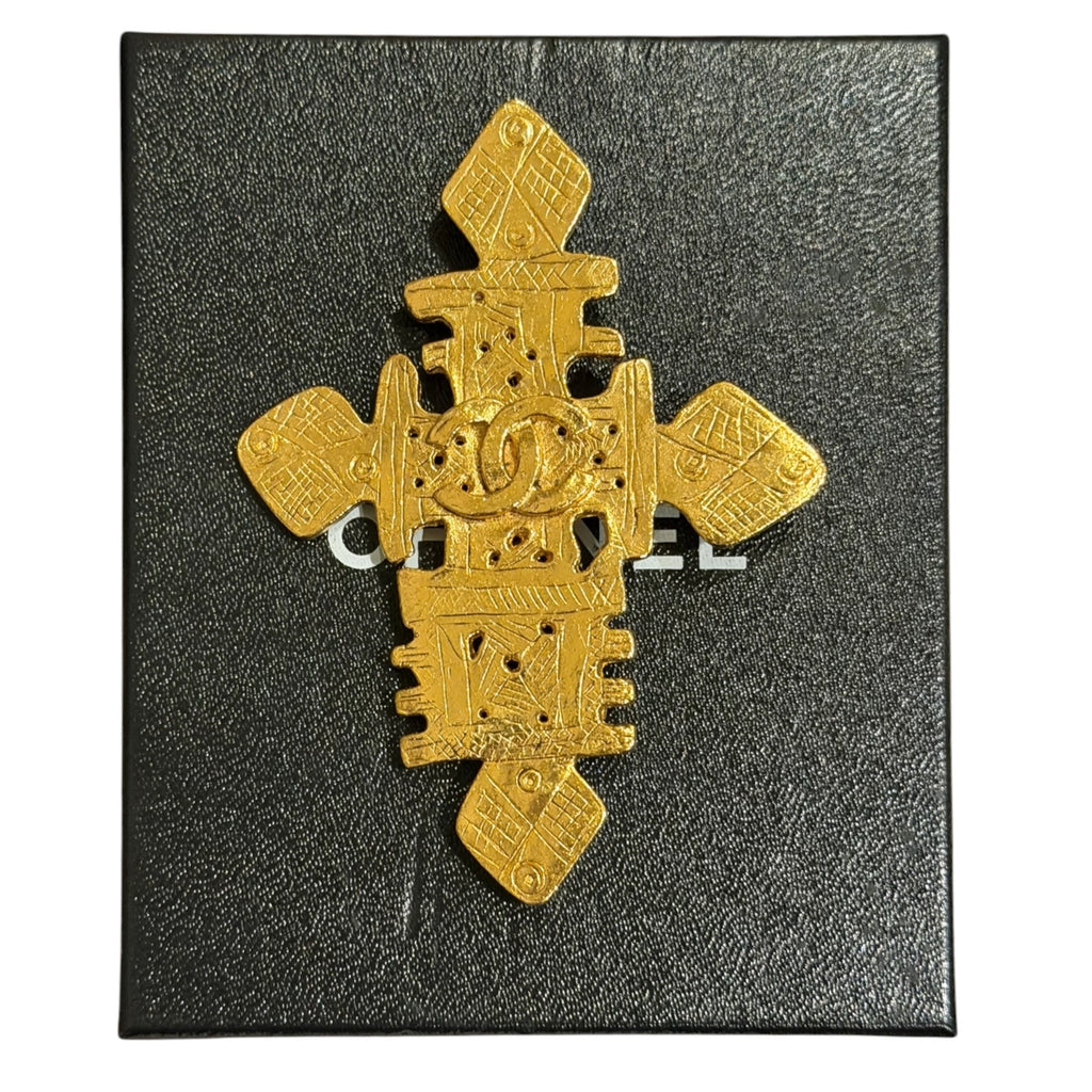 Chanel Vintage Oversized Abstract Cross Totem Brooch