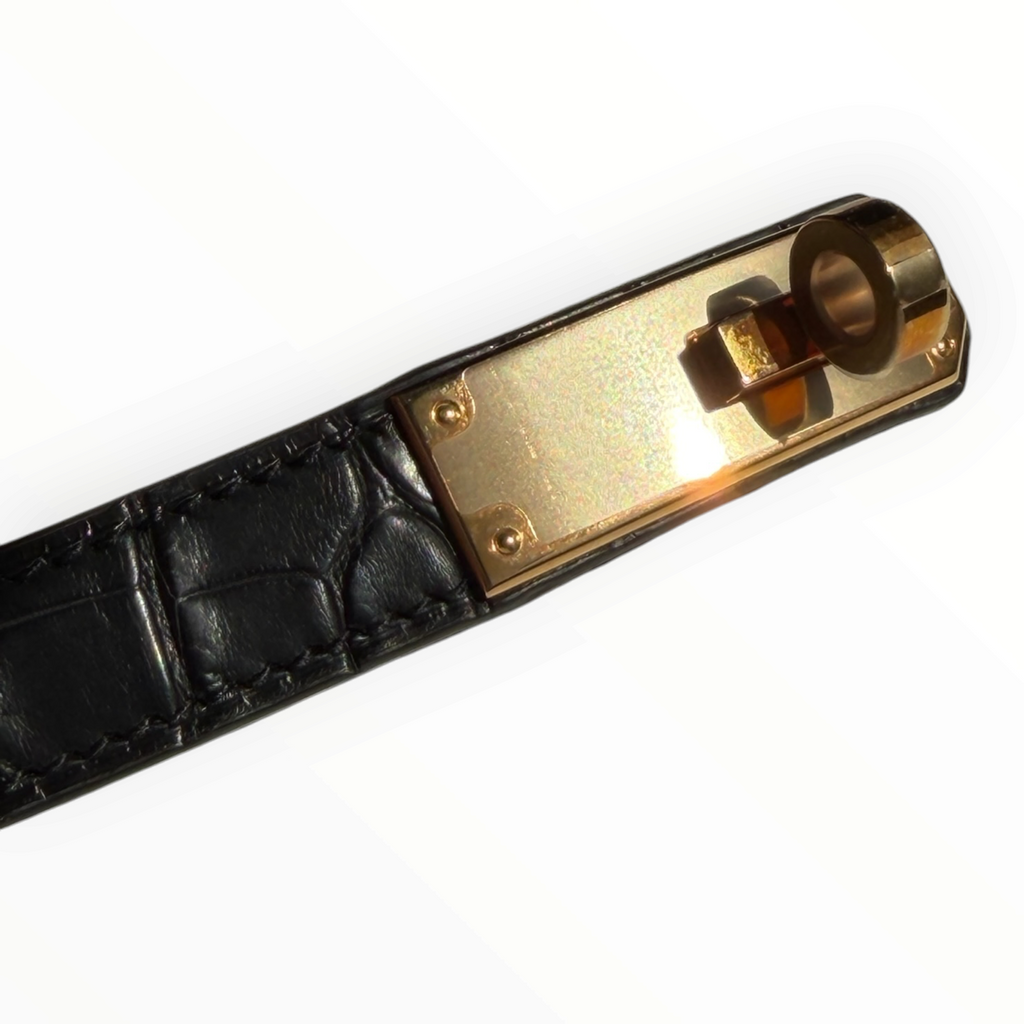Hermès Kelly 18 Belt – Noir Matte Alligator with Gold Hardware