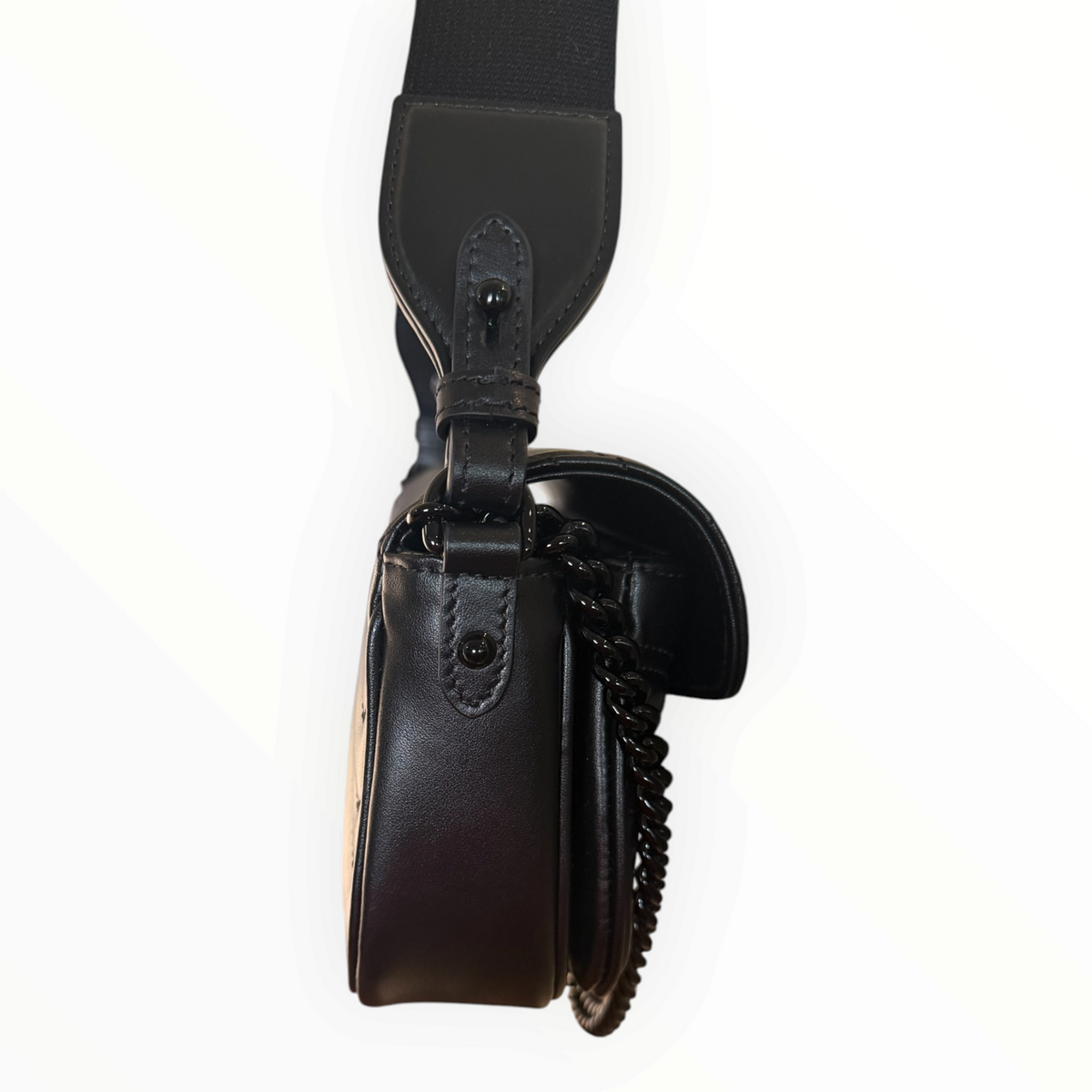 Gucci GG Marmont Monochrome Matelassé Black Leather Flap Bag
