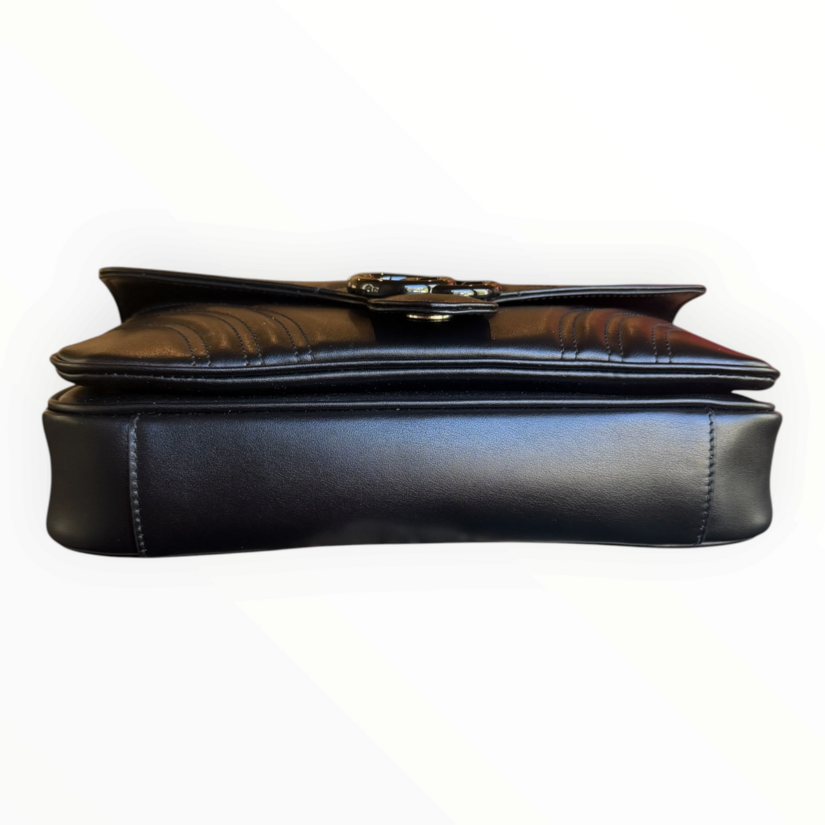 Gucci GG Marmont Monochrome Matelassé Black Leather Flap Bag