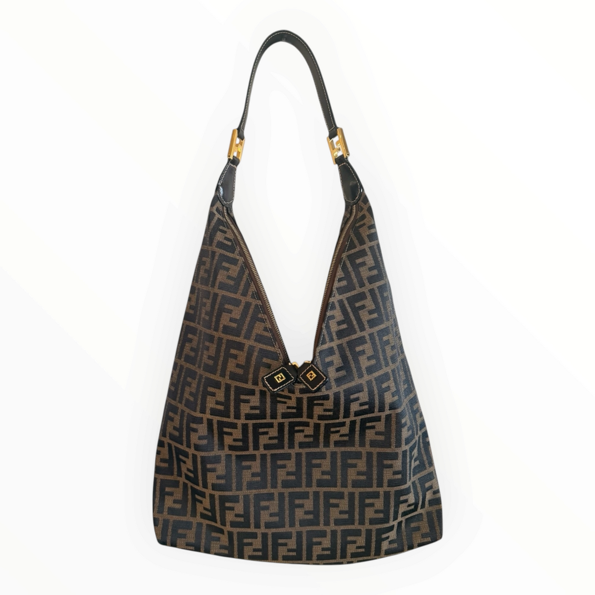 Fendi Vintage Zucca Jacquard Double-Zip Hobo Bag