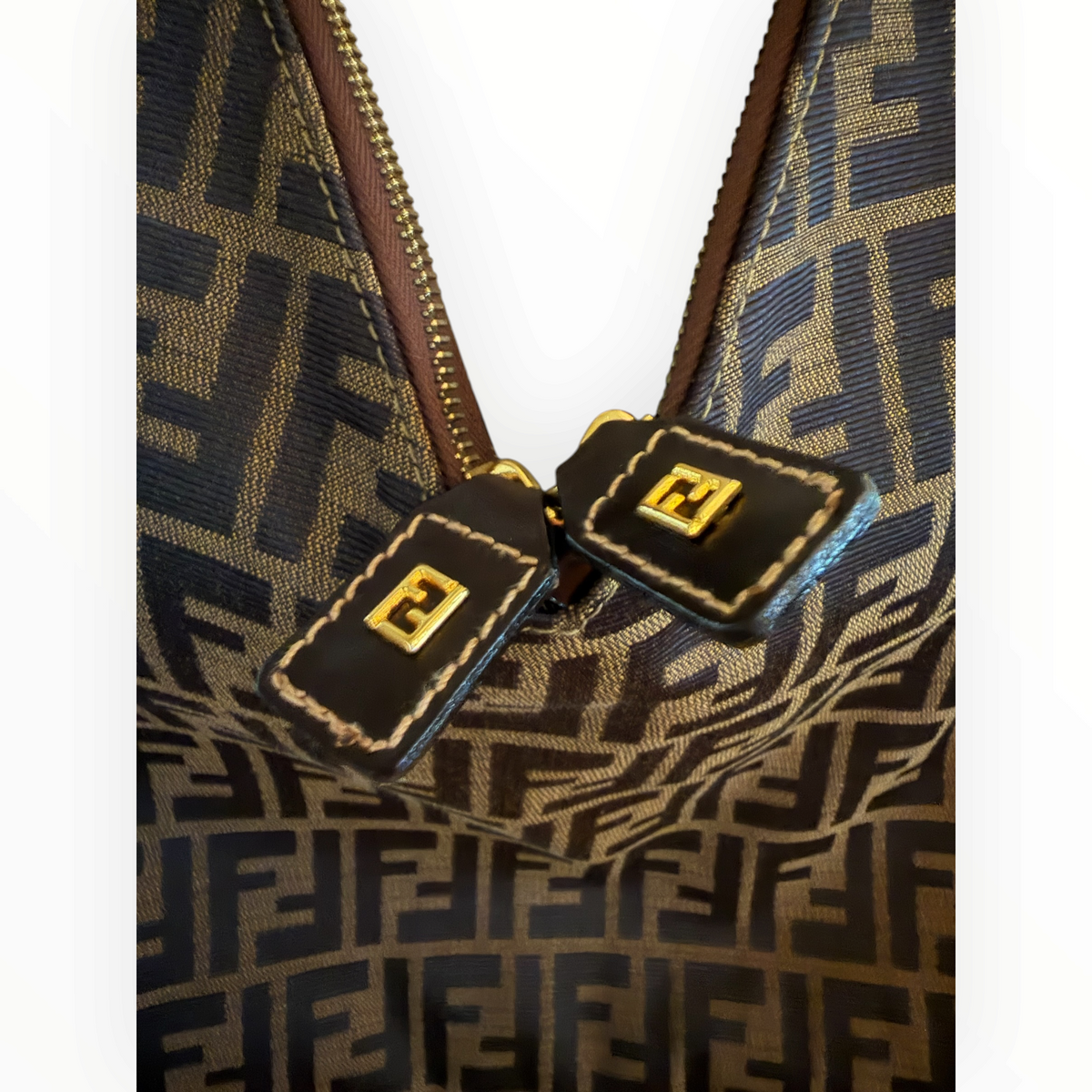 Fendi Vintage Zucca Jacquard Double-Zip Hobo Bag