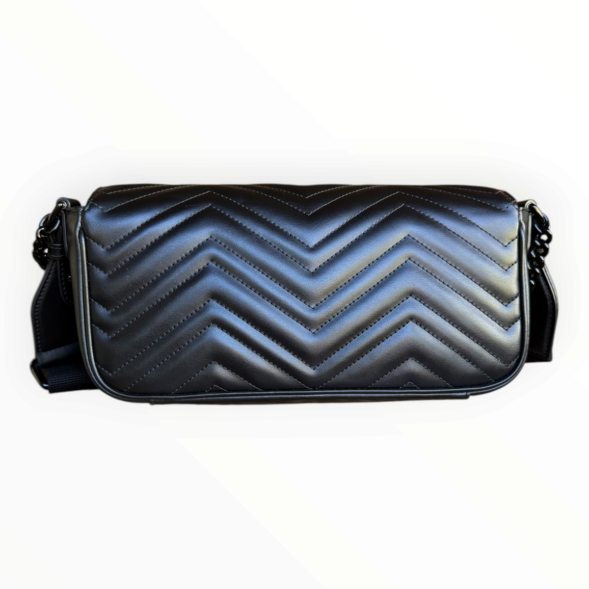 Gucci GG Marmont Monochrome Matelassé Black Leather Flap Bag