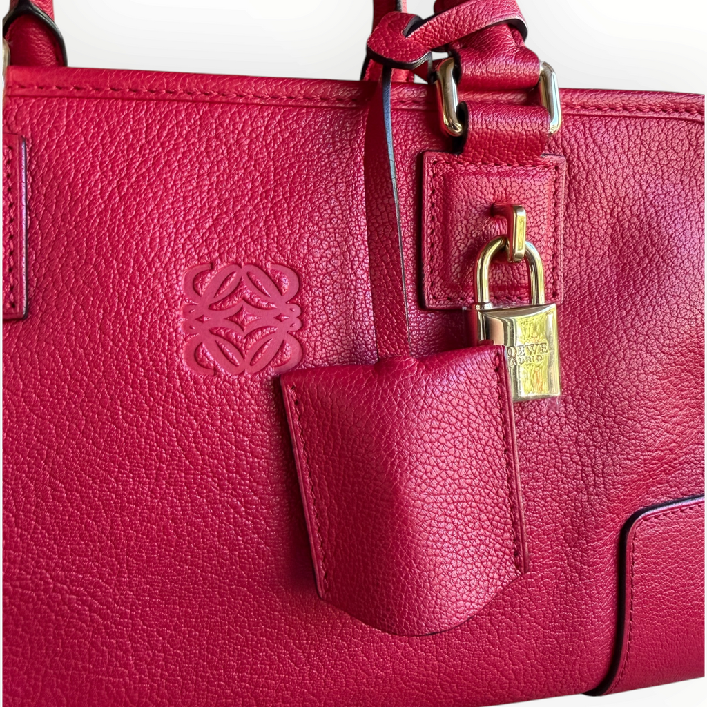 Vintage Loewe Amazona 28 Red Leather Top Handle Bag