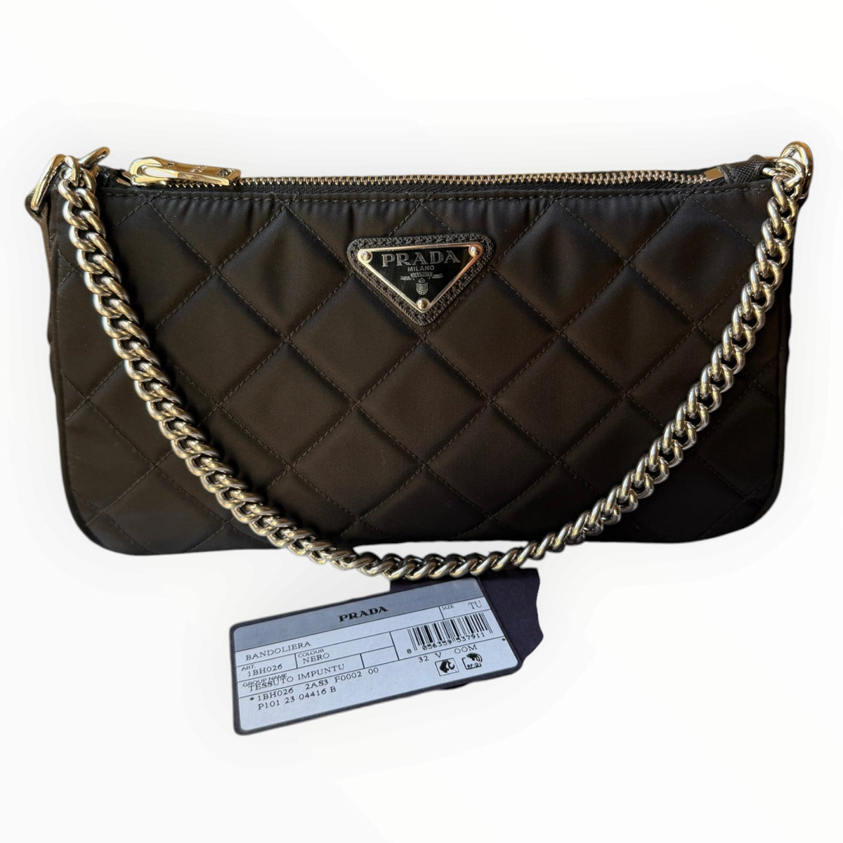 Prada Tessuto Impuntu Quilted Nylon Chain Bag