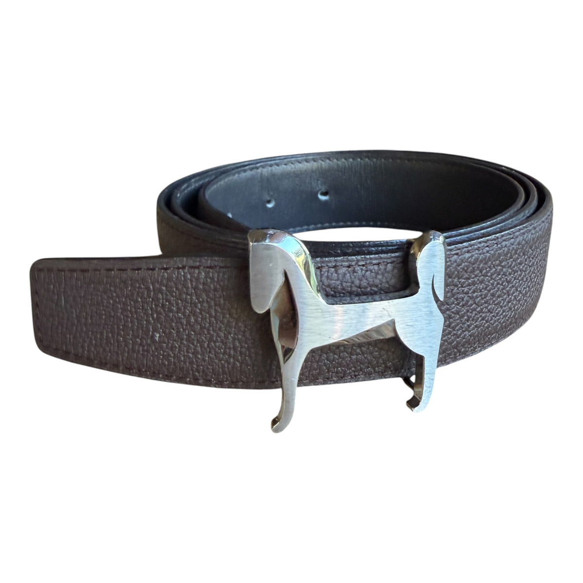 Hermès Panache Belt with Brushed Palladium Buckle and Reversible Strap