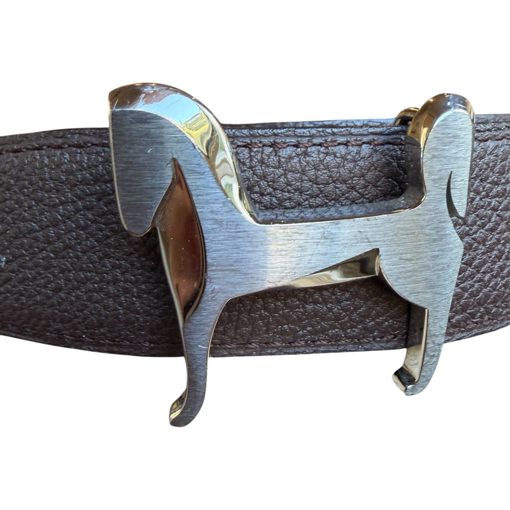 Hermès Panache Belt with Brushed Palladium Buckle and Reversible Strap