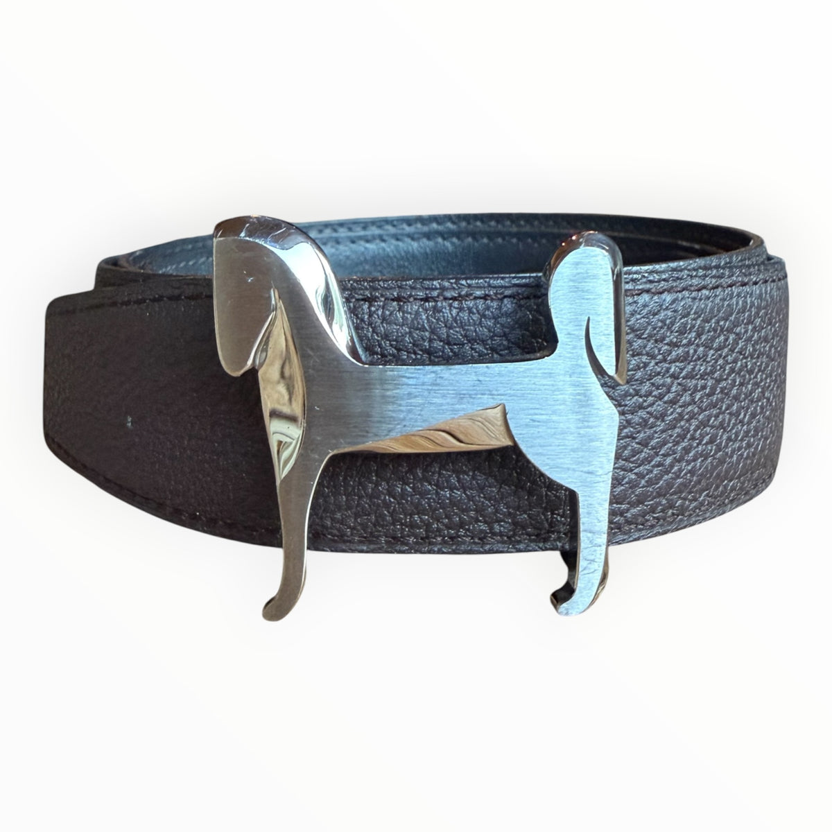 Hermès Panache Belt with Brushed Palladium Buckle and Reversible Strap