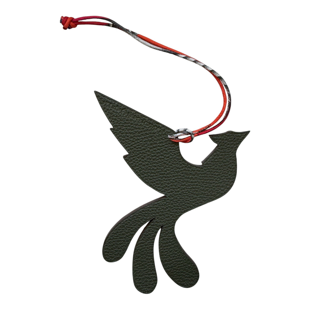 Hermès Petit H Reversible Leather Dove Charm – Green & Brown