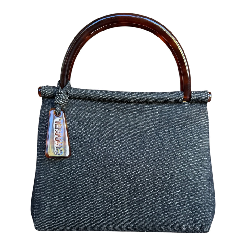 Chanel Vintage Denim & Tortoise Top Handle