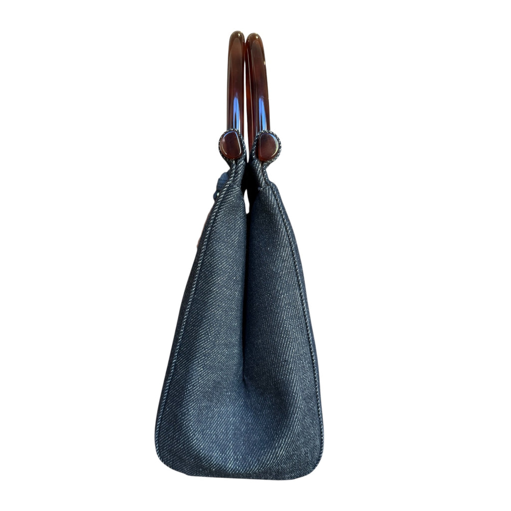 Chanel Vintage Denim & Tortoise Top Handle