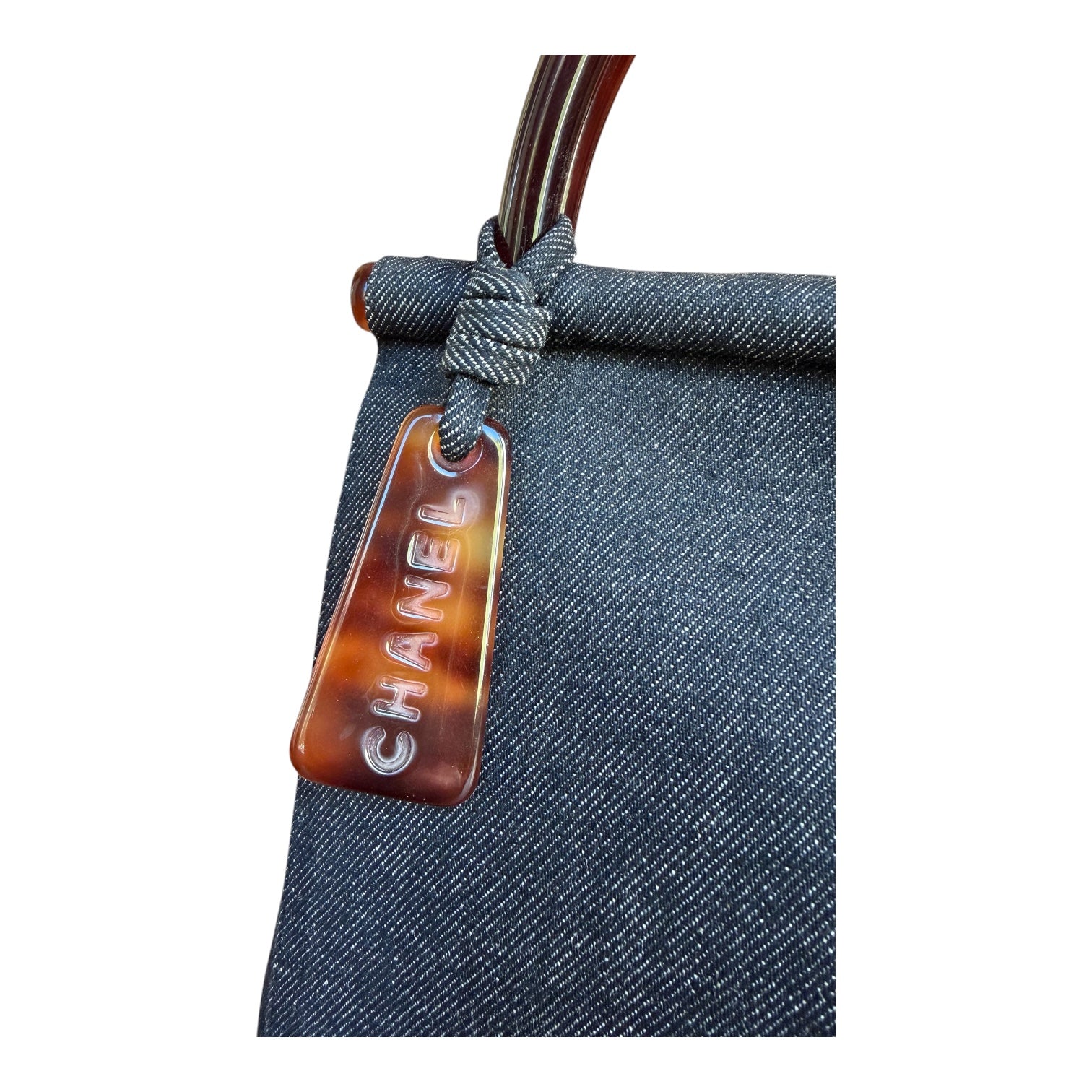 Chanel Vintage Denim & Tortoise Top Handle