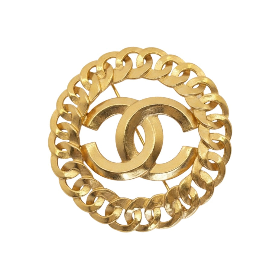 Vintage CC Round Chain Brooch 1996