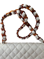 Vintage Chanel Quilted Linen Flap Bag with Tortoiseshell Resin Chain