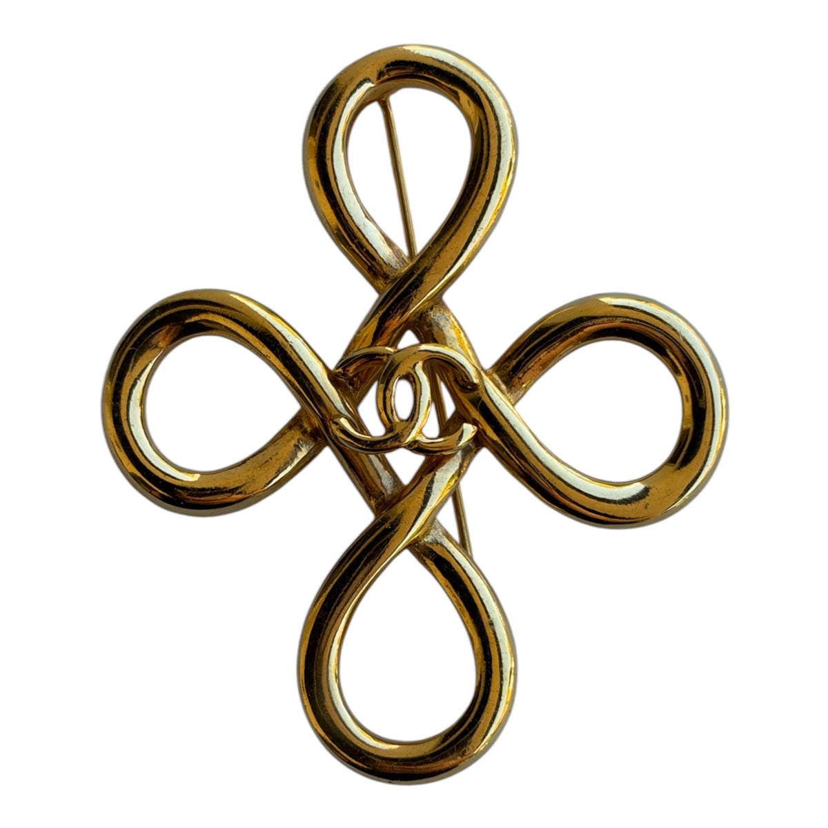 Chanel 1980's Vintage CC Infinity Clover Brooch