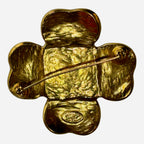 Chanel Vintage CC Clover Black Cabochon Brooch – 96A