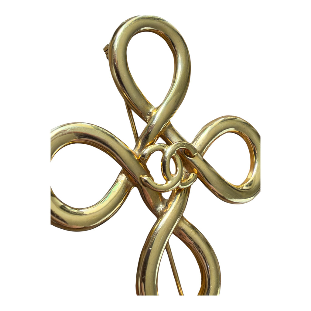 Chanel 1980's Vintage CC Infinity Clover Brooch
