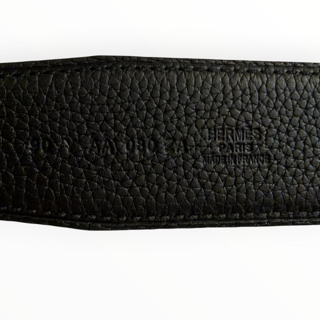 Hermès Reversible H Belt in Black Togo Leather with Matte Black Hardware – 90cm