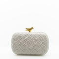 Minaudière White Knot Clutch With Gold Hardware