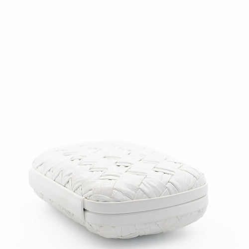 Bottega Veneta Minaudière White Knot Clutch With Gold Hardware