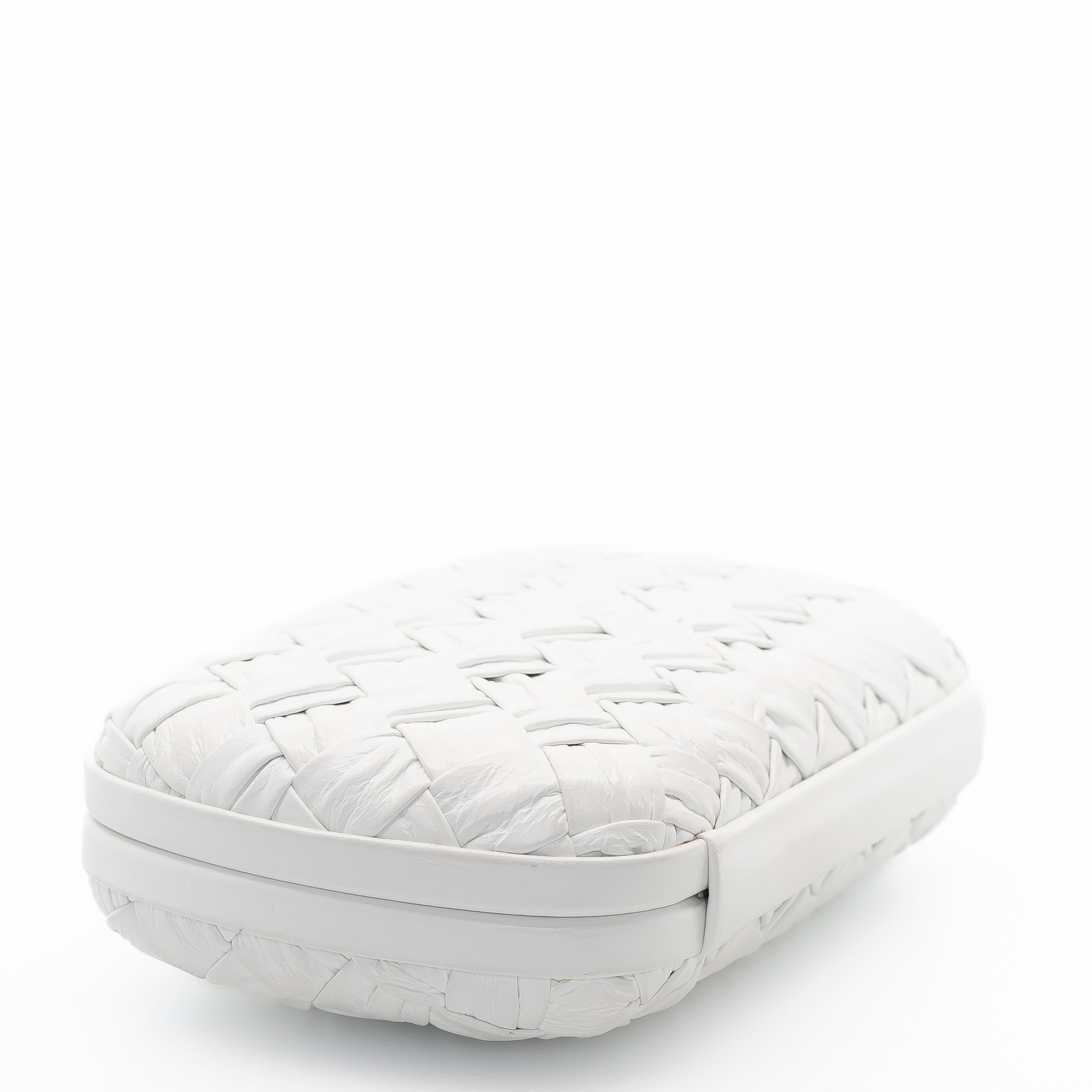 Minaudière White Knot Clutch With Gold Hardware