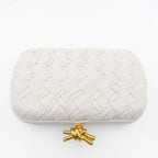 Minaudière White Knot Clutch With Gold Hardware