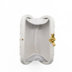 Minaudière White Knot Clutch With Gold Hardware