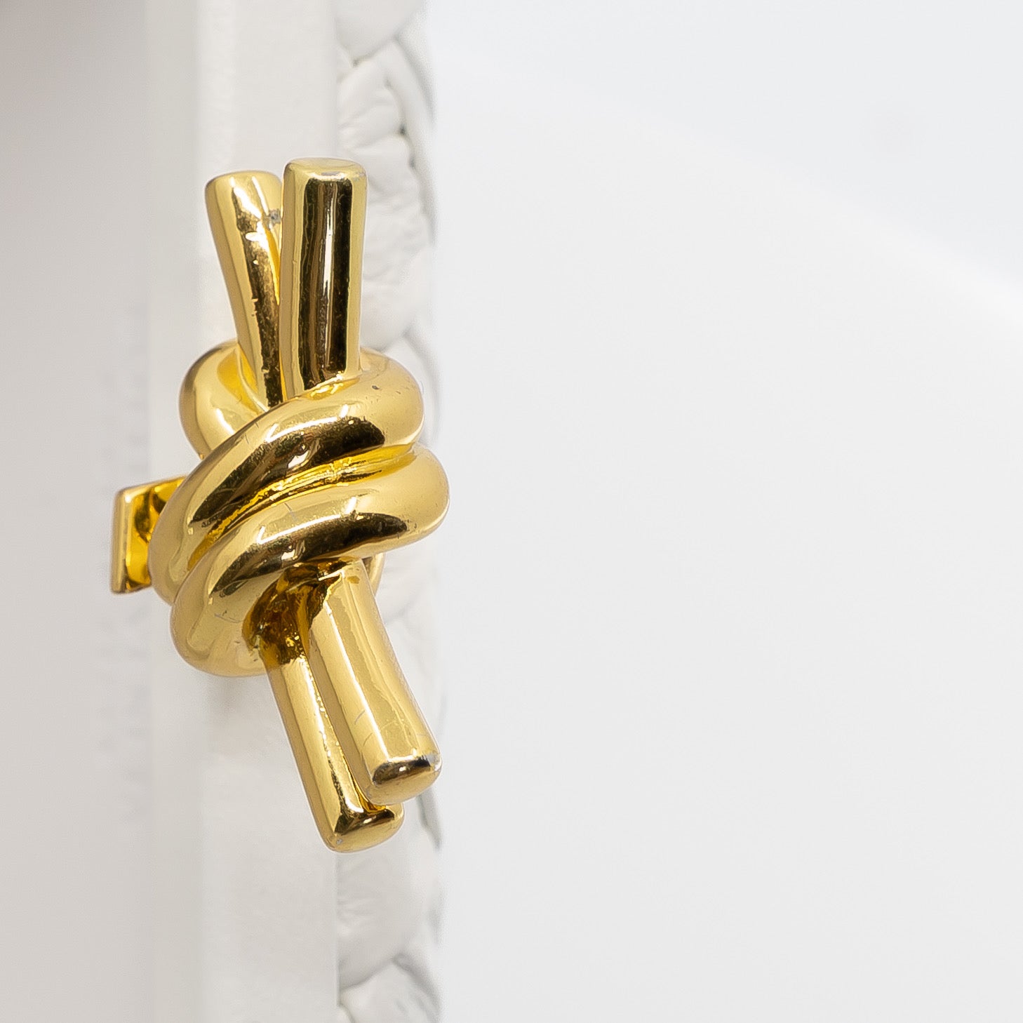 Minaudière White Knot Clutch With Gold Hardware