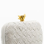 Minaudière White Knot Clutch With Gold Hardware