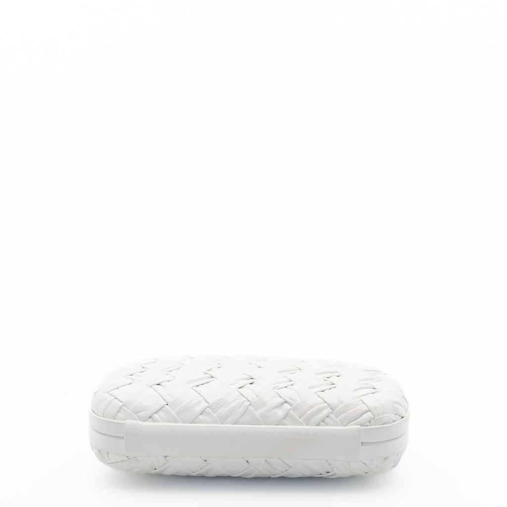 Minaudière White Knot Clutch With Gold Hardware