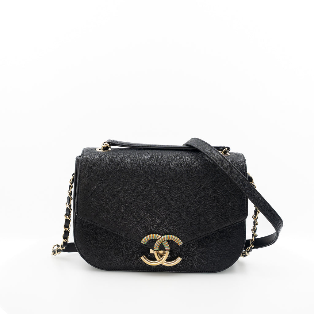 Chanel Coco Cuba Medium Black Caviar Leather Cross Body