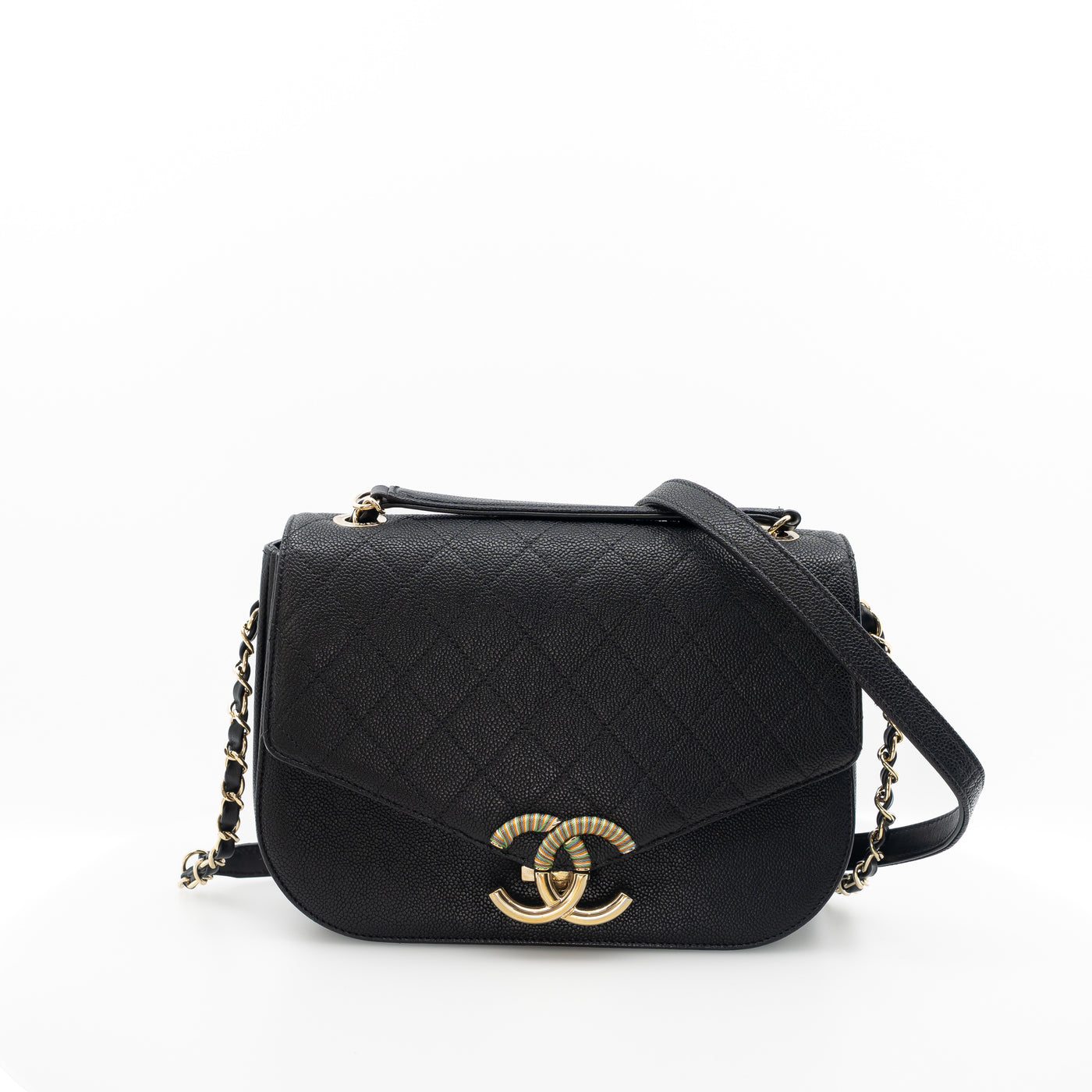 Chanel Coco Cuba Medium Black Caviar Leather Cross Body