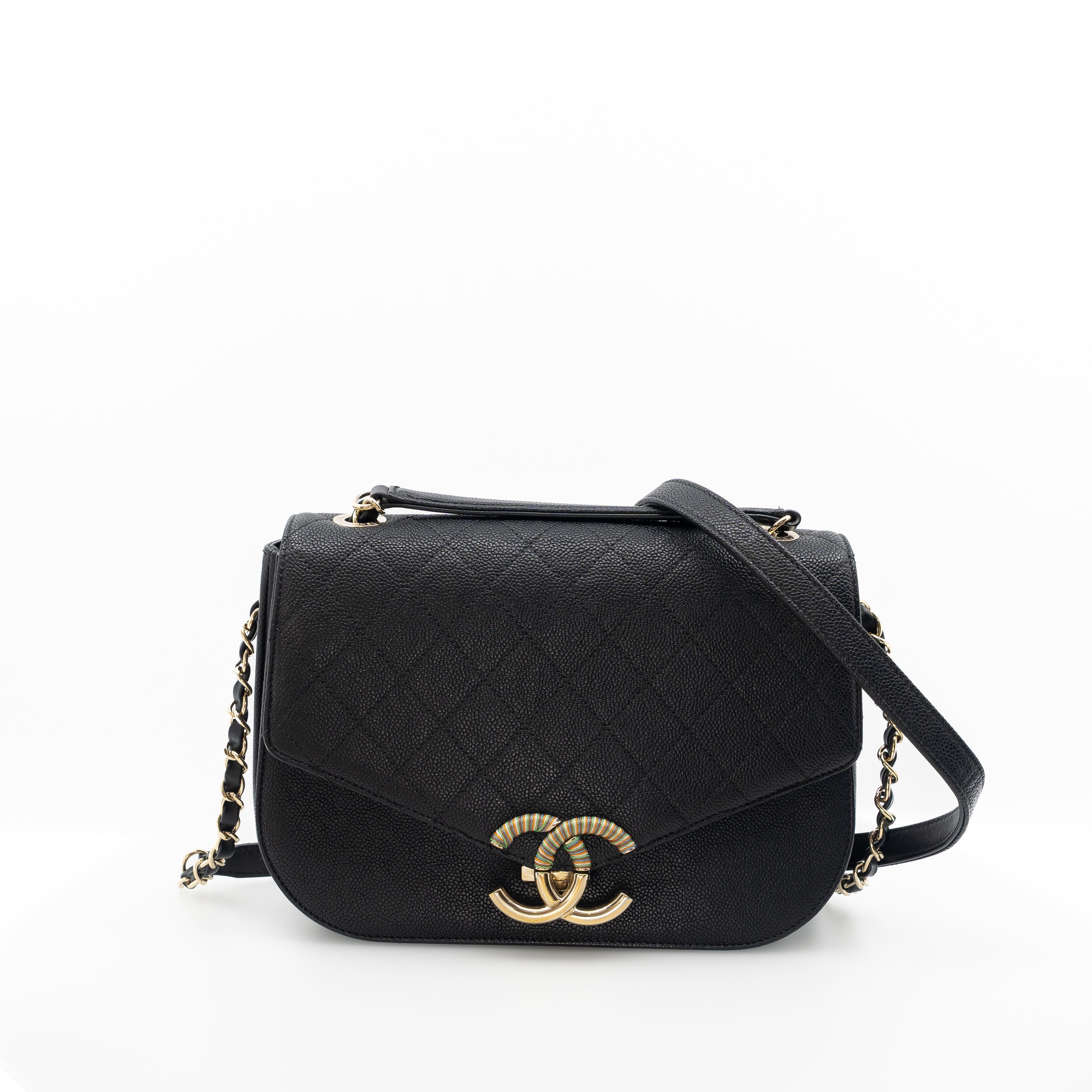 Chanel Coco Cuba Medium Black Caviar Leather Cross Body
