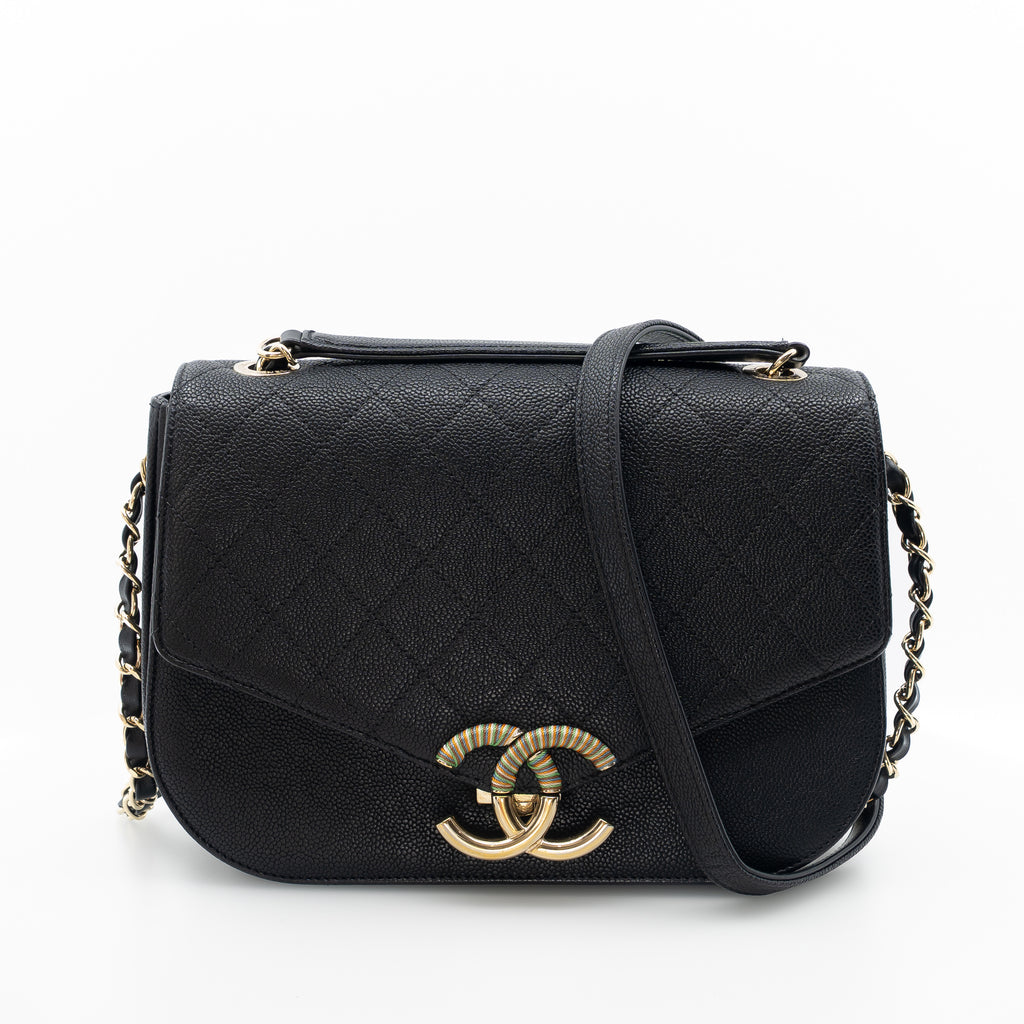 Chanel Coco Cuba Medium Black Caviar Leather Cross Body