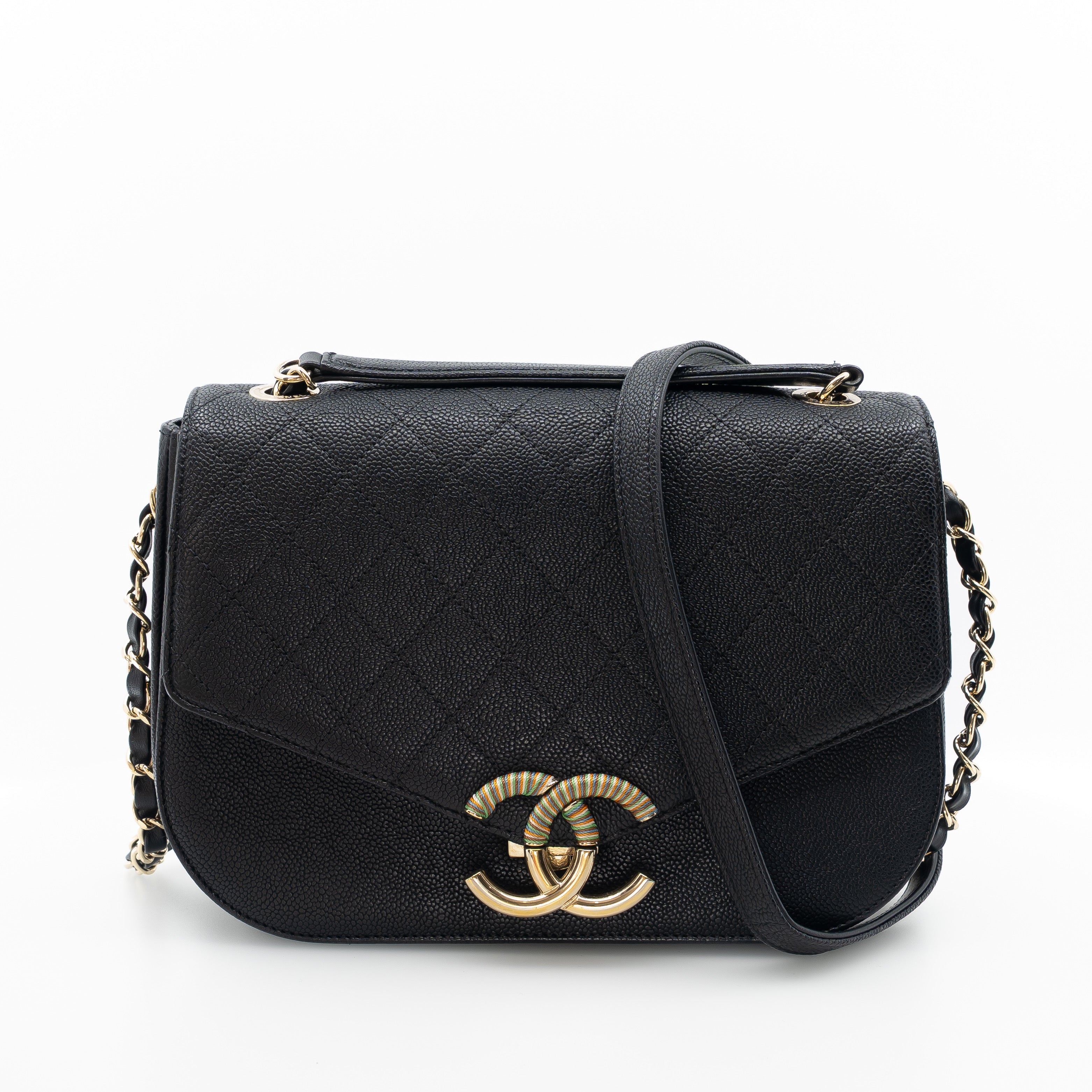 Chanel Coco Cuba Medium Black Caviar Leather Cross Body