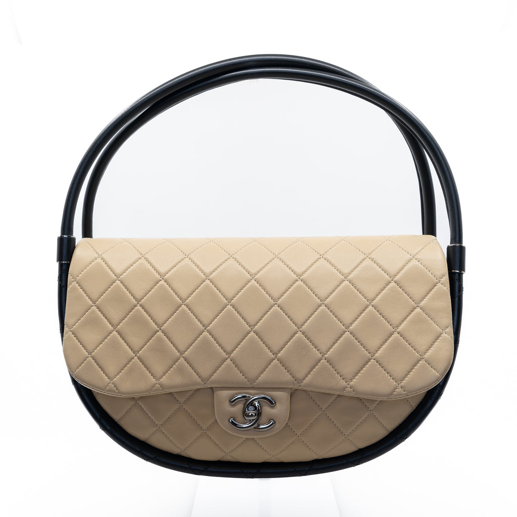 Hula Hoop Shoulder Bag Nude & Black Lambskin