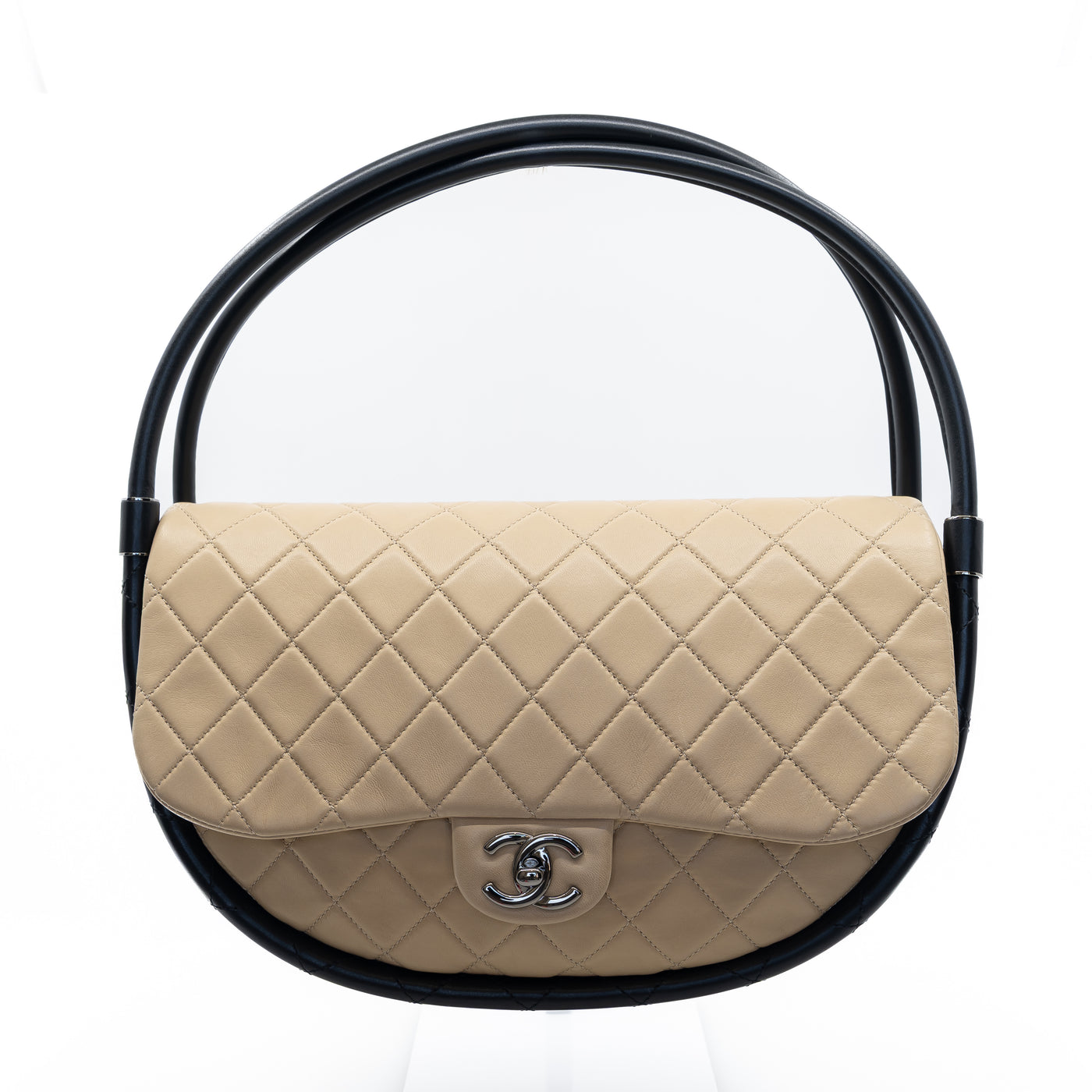 Hula Hoop Shoulder Bag Nude & Black Lambskin