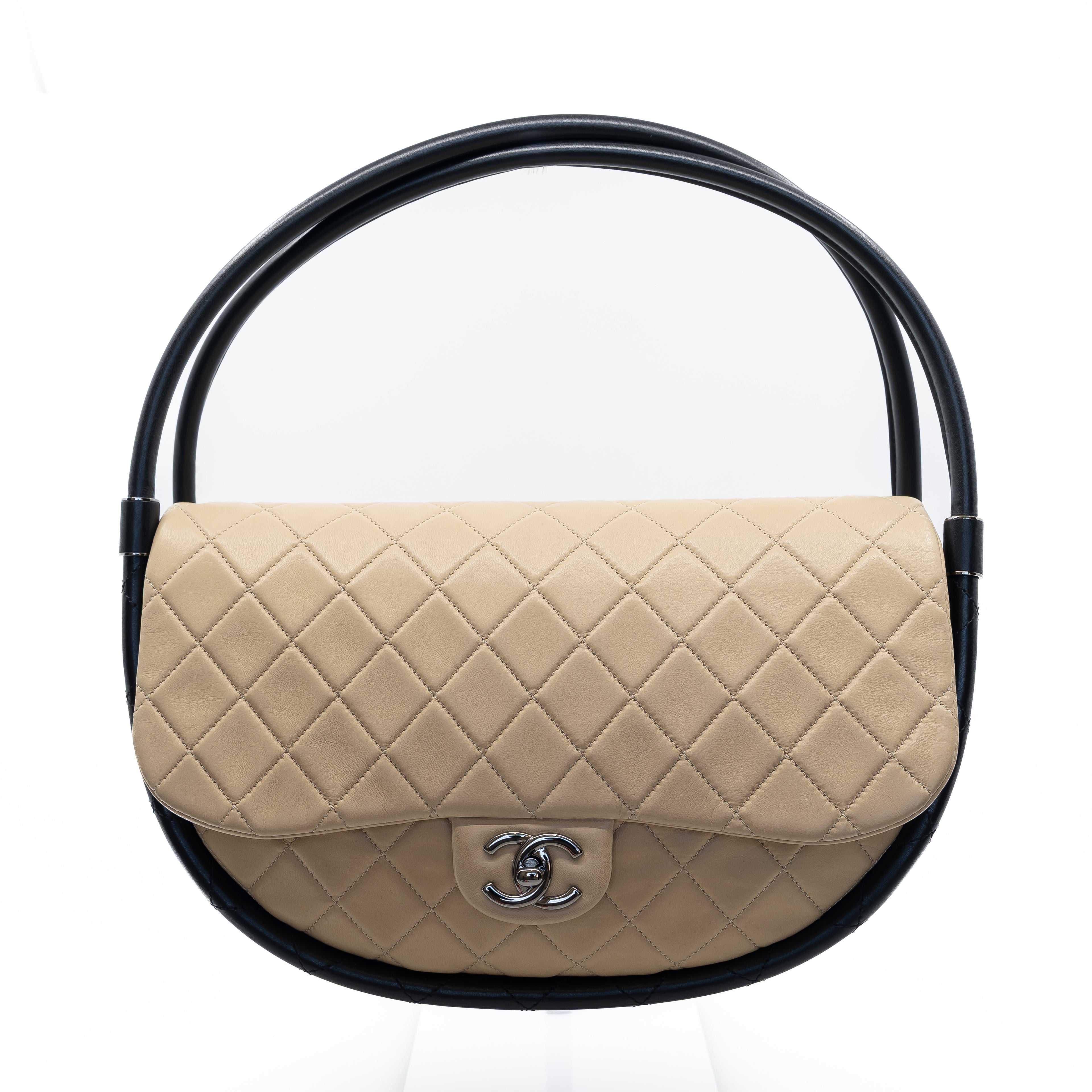 Hula Hoop Shoulder Bag Nude & Black Lambskin