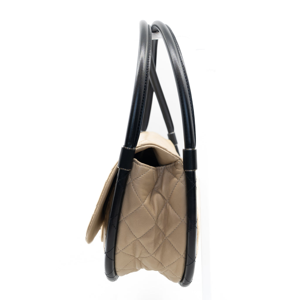 Hula Hoop Shoulder Bag Nude & Black Lambskin